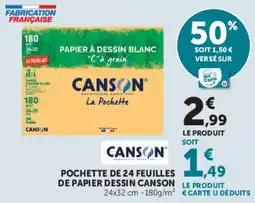 Hyper U Canson Papier à dessin blanc offre