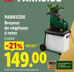 Lidl PARKSIDE Broyeur de végétaux à rotor offre