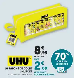 Super U Uhu 10 bâtons de colle offre