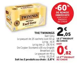 Hyper U TWININGS Earl Grey offre