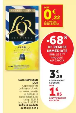 Hyper U L'OR CAFE ESPRESSO offre