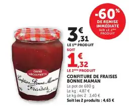 Super U Bonne Maman Confiture de fraises offre