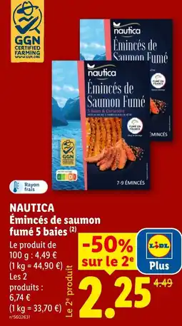 Lidl NAUTICA Émincés de saumon fumé offre