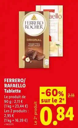 Lidl FERRERO/RAFAELLO Tablette offre