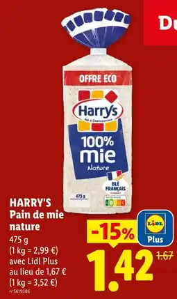 Lidl Harry's Pain de mie nature offre
