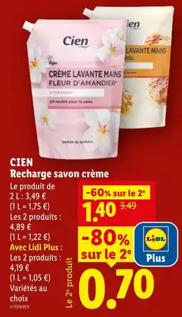 Lidl Cien Recharge savon crème offre
