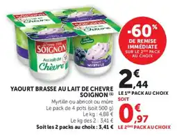 Super U SOIGNON Yaourt brasse au lait de chèvre offre