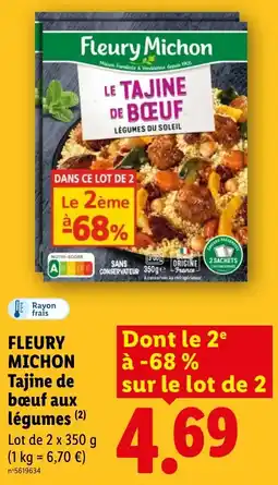 Lidl Fleury michon tajine de bœuf aux légumes offre
