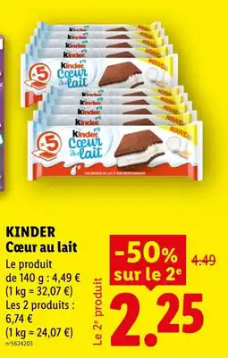 Lidl Kinder Cœur au lait offre