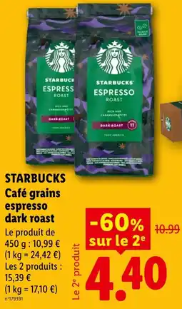 Lidl STARBUCKS Café grains espresso dark roast offre