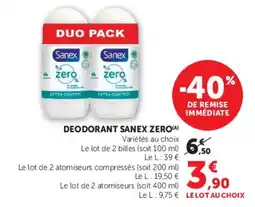 Super U Sanex Deodorant Zero offre
