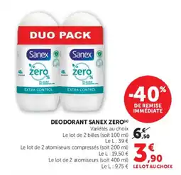 Hyper U Sanex Deodorant Zero offre