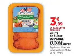 Hyper U Douce France Hauts de cuisse ou pilons de poulet offre