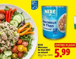 Lidl Nixe morceaux de thon msc au naturel offre