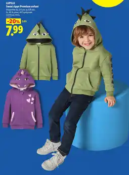Lidl LUPILU Sweat zippé Premium enfant offre