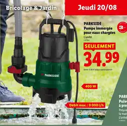 Lidl PARKSIDE Pompe immergée pour eaux chargées offre