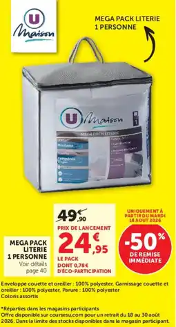 Hyper U U maison mega pack literie offre