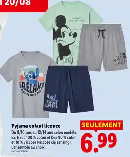 Lidl Pyjama enfant licence offre