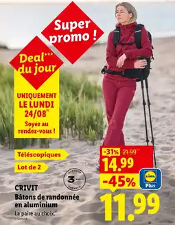 Lidl CRIVIT Bâtons de randonnée en aluminium offre