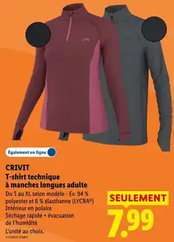 Lidl CRIVIT T-shirt technique à manches longues adulte offre