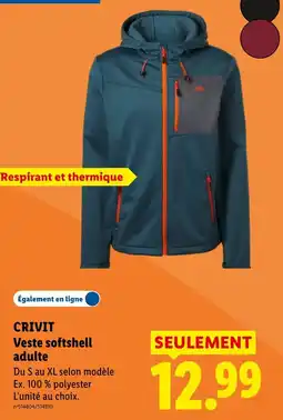Lidl CRIVIT Veste softshell adulte offre
