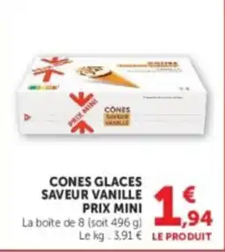 U Express CONES GLACES SAVEUR VANILLE offre