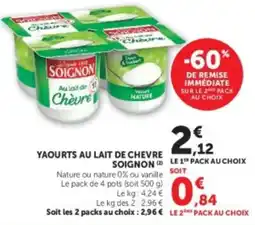 U Express SOIGNON Yaourts au lait de chèvre offre