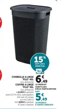 Super U FILO Corbeille à linge offre