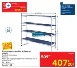 METRO ARAVEN Rayonnage extensible à clayettes offre