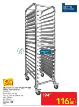 METRO METRO PROFESSIONAL Chariot inox 2 en 1 GSC101821 offre
