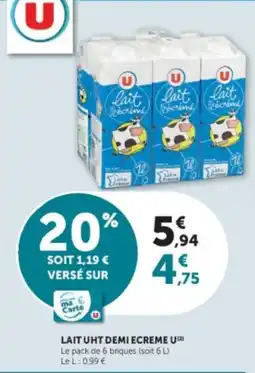 U Express U LAIT DEMI ECREME offre