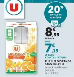 U Express U PUR JUS D'ORANGE offre
