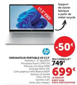 Super U HP ORDINATEUR PORTABLE 17,3" offre