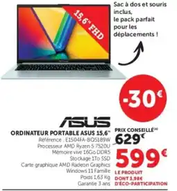 Super U ASUS ORDINATEUR PORTABLE offre