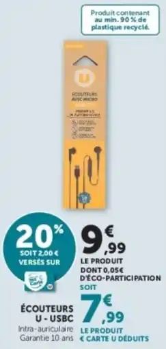 Super U U ÉCOUTEURS offre