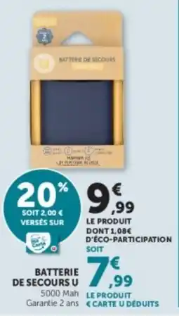 Super U U BATTERIE DE SECOURS offre