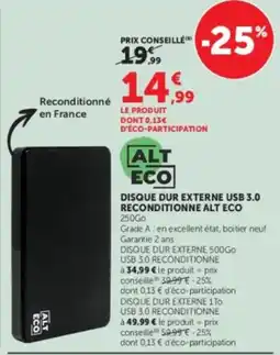 Super U ALT ECO DISQUE DUR EXTERNE USB 3.0 offre