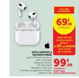 Super U APPLE AIRPODS 3 RECONDITIONNÉ offre