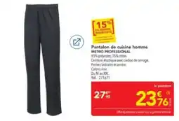 METRO METRO PROFESSIONAL Pantalon de cuisine homme offre
