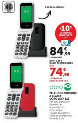 Super U Doro téléphone portable a clapet doro leva e22 offre