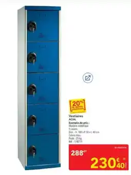 METRO ACIAL Vestiaires offre