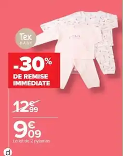 Carrefour Market Tex BABY pyjamas offre