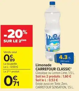 Carrefour Market Carrefour Classic Limonade offre