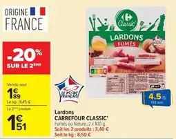 Carrefour Market Lardons CARREFOUR CLASSIC' offre