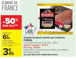 Carrefour Market CHARAL 2 pavés de bœuf marinés aux 3 poivres offre