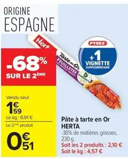 Carrefour Market Herta Pâte à tarte en Or offre