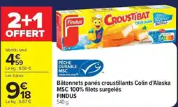 Carrefour Market FINDUS Bâtonnets panés croustillants Colin d'Alaska offre