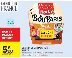 Carrefour Market Herta Jambon Le Bon Paris Fumé offre