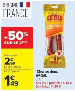 Carrefour Market ARGAL Chorizo doux offre