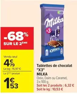 Carrefour Market Milka Tablettes de chocolat offre
